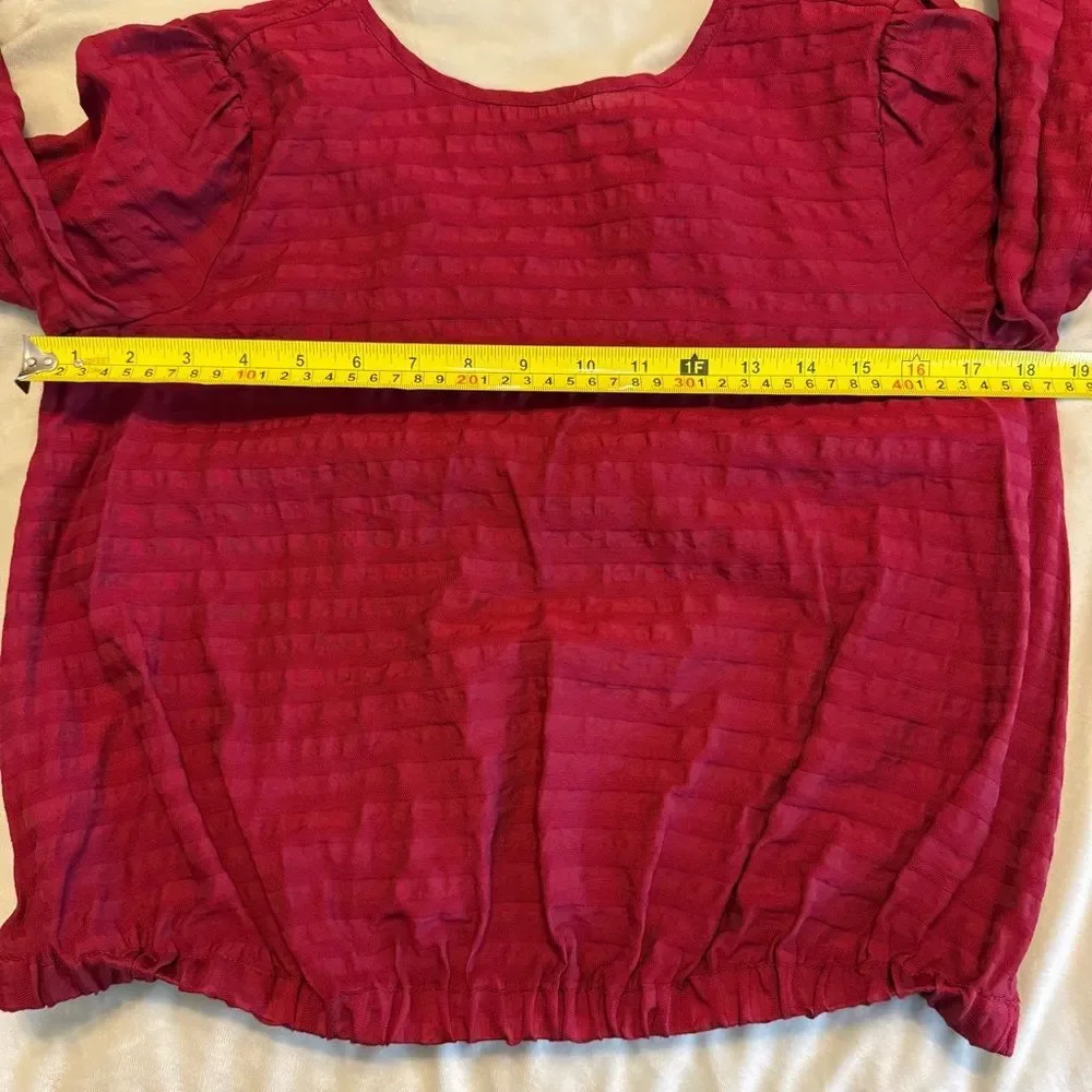 Loft striped wrap cropped v back elegant top puff sleeve casual blouse XS